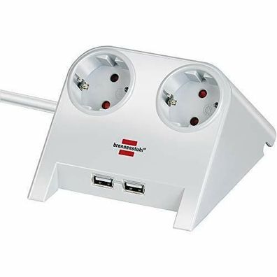 Brennenstuhl Desktop-Power 2-fach Steckdosenleiste Tischsteckdose 2 USB weiß