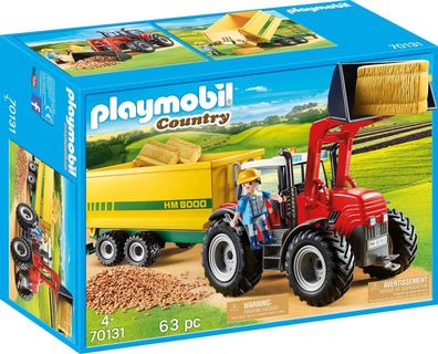 Playmobil 70131 Country Riesentraktor Bewegbar mit Anhänger Figur und Zubehör