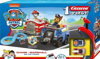 Carrera 20063033 First Paw Patrol Autorennbahn-Set 2 Fahrzeuge Chase Marshall