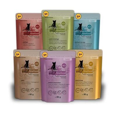 Catz finefood Feinkost Katzenfutter Nassfutter Sorten Mix Paket 12er Pack x 85 g