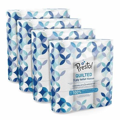 Presto 3-lagiges gestepptes Toilettenpapier reißfest weich 36 Rollen 4er Pack