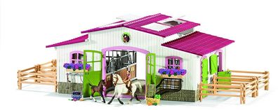 Schleich Horse Club 42344 - Reiterhof Pferdehof Stall Mit Reiterin Und 2 Pferden