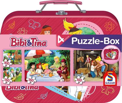 Schmidt Spiele 56509 Bibi und Tina Puzzle Im Metallkoffer 2 x 100 2 x 150 Teile