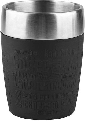 Emsa 514514 Travel Cup Isolier-Trinkbecher 200 ml Dreh-Trinkverschluss Schwarz