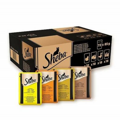 Sheba Delikatesse in Gelee Katzen Futter Nassfutter Geflügelauswahl 72 x 85 g