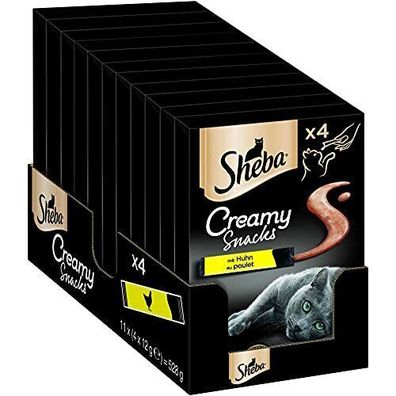 Sheba Katzenfutter Nassfutter Creamy Snacks Leckerli Huhn 11 Packungen 528 g