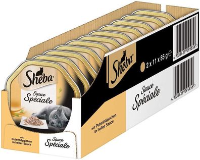 Sheba Sauce Spciale Katzenfutter Pute Putenhäppchen helle Sauce 22 x 85 g