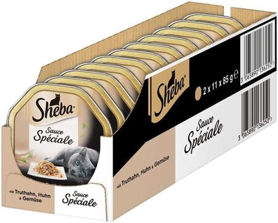 Sheba Sauce Spciale Katzenfutter Truthahn Huhn Gemése Nassfutter 22 x 85 g