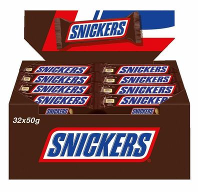 Snickers Schokoladenriegel Erdnüsse Karamell Schokolade Süßwaren 32 x 50 g