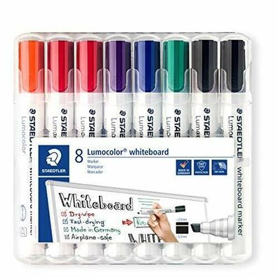 Staedtler Lumocolor 351 B WP8X Whiteboard-Marker Keilspitze 6 Farben 8er Pack