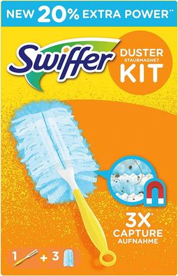 Swiffer Duster Staubmagnet Set inkl. 1 Griff 3 Tücher für Allergiker geeignet