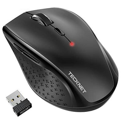 Tecknet Kabellos Wireless Maus Classic 2,4G 3200DPI 6 Tasten Windows Mac Schwarz