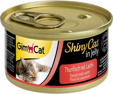 GimCat ShinyCat in Jelly Thunfisch Lachs Katzenfutter Nassfutter 24 x 70g