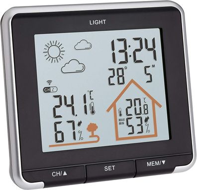 TFA Dostmann Life Digitale Funk Wetterstation Aussensensor Wettersymbole schwarz