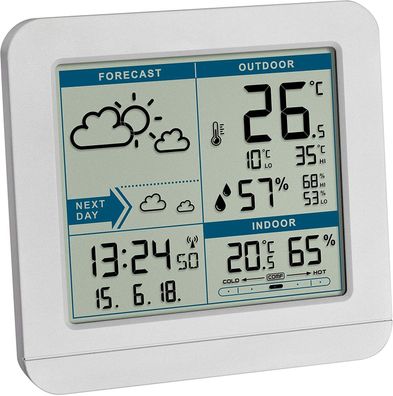 TFA Dostmann SKY Funk Wetterstation Außensensor Wettervorhersage Funkuhr weiß