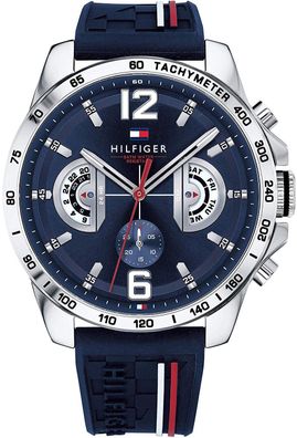 Tommy Hilfiger 1791476 Herren-Armbanduhr Analog Quarz Silikonarmband Blau 46 mm