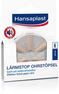 Hansaplast Lärmstop wiederverwendbare Ohrstöpsel Gehörschutz Schlafen 6er Pack