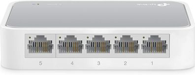 TP-Link TL-SF1005D 5-Port Fast Ethernet Netzwerk Lan Switch lüfterlos weiß