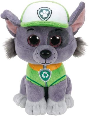 TY 41212 Paw Patrol Rocky mit Glitzer Augen Glubschis Plüschtier 15 cm Grau