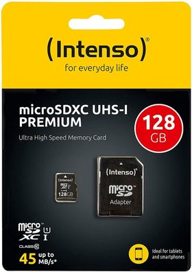 Intenso Micro SDXC 128GB Class 10 UHS-I Speicherkarte SD-Adapter iPhone Android