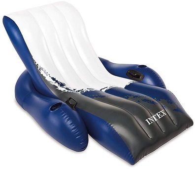 Intex 58868 Floating Recliner Lounge Poolsessel Getränkehalter Blau 180 x 135 cm