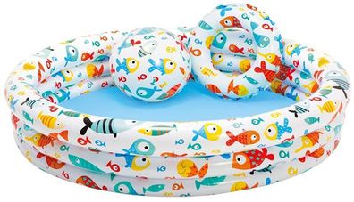 Intex 59469 Fishbowl Pool Set Kinder Aufstellpool Planschbecken bunt 132 x 28 cm