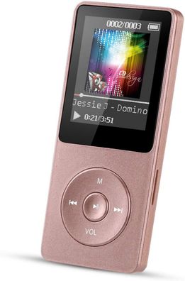 AGPTEK MP3 Player 8 GB 70 Stunden Wiedergabezeit OTG Funktion FM Radio Rosa