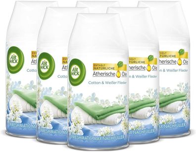 Air Wick Freshmatic Max Nachfüller Cotton & Weißer Flieder Duftspray 6 x 250 ml