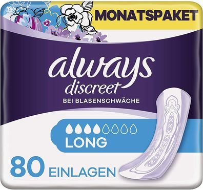 Always Discreet Long Einlagen Blasenschwäche Inkontinenz 4 x 20 Stéck