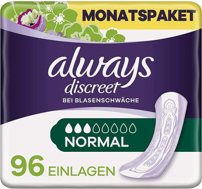 Always Discreet Normal Einlagen Blasenschwäche Inkontinenz 4 x 24 Stéck