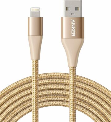 Anker Powerline+ II Nylon-Ladekabel Apple Datenkabel iPad iPhone 3m Goldfarbend