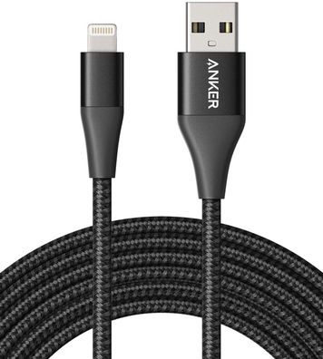 Anker Powerline+ II Nylon-Ladekabel Apple Kabel MFi iPad iPhone 3m Schwarz