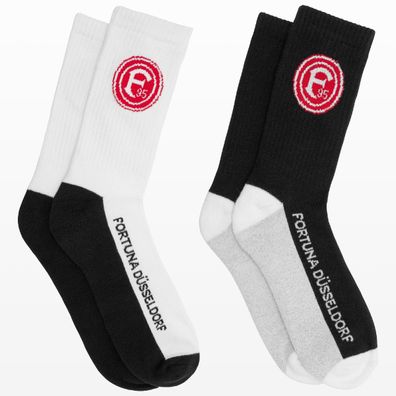 Fortuna Düsseldorf Sportsocken 2er-Paar Fussball Schwarz/Weiß