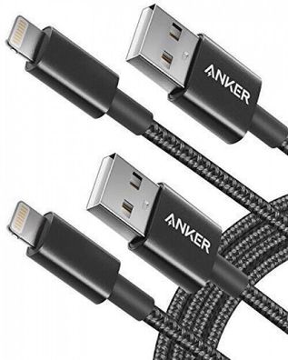 Anker Premium Nylon Apple Kabel Ladekabel 2 x 1.8 m MFi iPhone iPad Schwarz