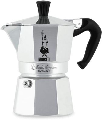 Bialetti Moka Express Espressokocher Aluminium 3 Tassen Sicherheitsventil