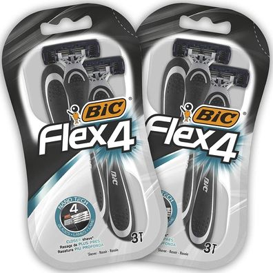 BIC Flex 4 Nassrasierer Set 4 Klingen Einwegrasierer Herren Männer 6er Pack