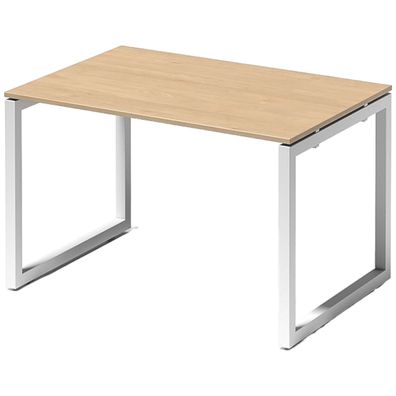 Bisley Cito Schreibtisch 120x80 cm, Tischplatte in Ahorn, O-Gestell in Weiß - Bürotis