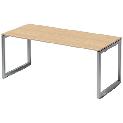 Bisley Cito Schreibtisch 180x80 cm, Tischplatte in Ahorn, O-Gestell in Silber - Bürot