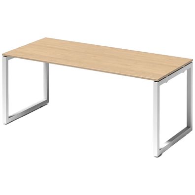 Bisley Cito Schreibtisch 180x80 cm, Tischplatte in Ahorn, O-Gestell in Weiß - Bürotis