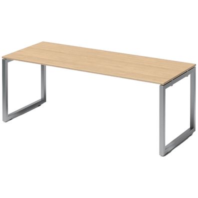 Bisley Cito Schreibtisch 200x80 cm, Tischplatte in Ahorn, O-Gestell in Silber - Bürot