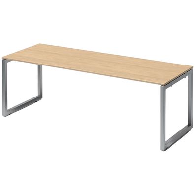 Bisley Cito Schreibtisch 220x80 cm, Tischplatte in Ahorn, O-Gestell in Silber - Bürot