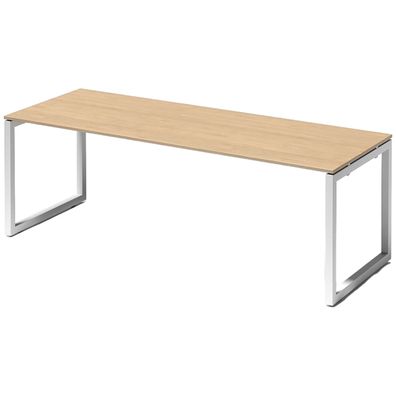 Bisley Cito Schreibtisch 220x80 cm, Tischplatte in Ahorn, O-Gestell in Weiß - Bürotis