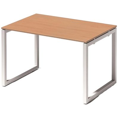 Bisley Cito Schreibtisch 120x80 cm, Tischplatte in Buche, O-Gestell in Weiß - Bürotis