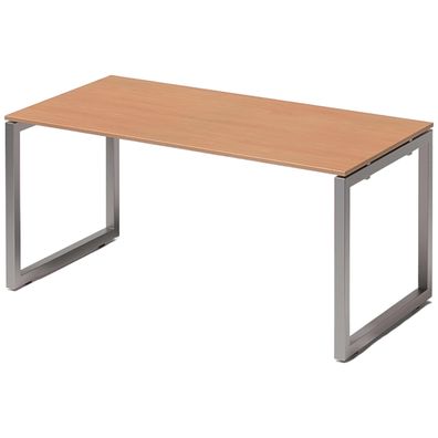 Bisley Cito Schreibtisch 160x80 cm, Tischplatte in Buche, O-Gestell in Silber - Bürot