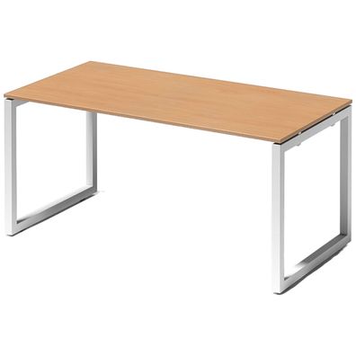 Bisley Cito Schreibtisch 160x80 cm, Tischplatte in Buche, O-Gestell in Weiß - Bürotis