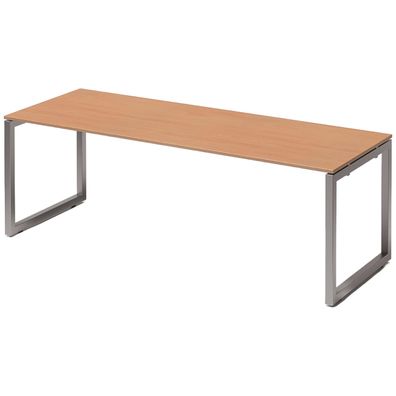 Bisley Cito Schreibtisch 220x80 cm, Tischplatte in Buche, O-Gestell in Silber - Bürot