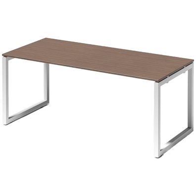 Bisley Cito Schreibtisch 180x80 cm, Tischplatte in Nussbaum, O-Gestell in Weiß - Büro