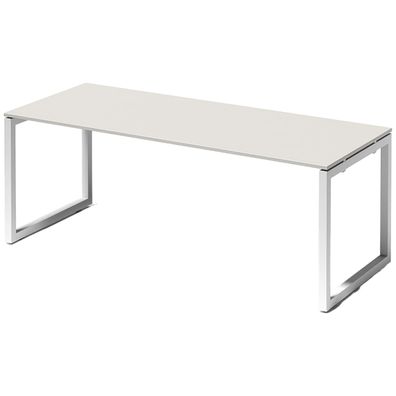 Bisley Cito Schreibtisch 200x80 cm, Tischplatte in grau, O-Gestell in Weiß - Bürotisc