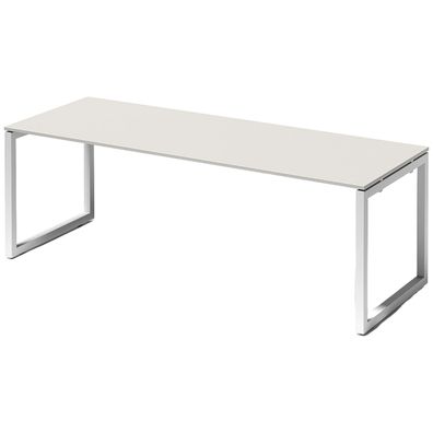 Bisley Cito Schreibtisch 220x80 cm, Tischplatte in grau, O-Gestell in Weiß - Bürotisc