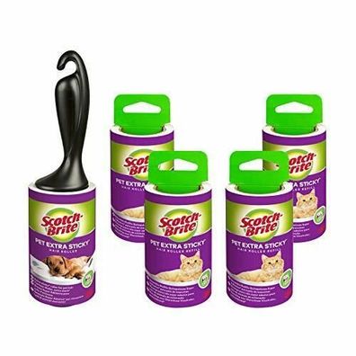 3M Scotch Brite Pet Extra Sticky Tierhaar Roller Mega Pack 48Â Blatt 5 Rollen